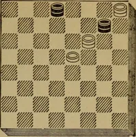 An illustration from Draughts : Gould's problems, critical positions and games by all the greatest players and composers of the world, the whole interspersed with notes on the positions / by Joseph Gould (1895)