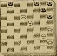 An illustration from Draughts : Gould's problems, critical positions and games by all the greatest players and composers of the world, the whole interspersed with notes on the positions / by Joseph Gould (1895)
