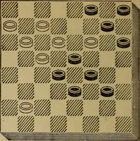 An illustration from Draughts : Gould's problems, critical positions and games by all the greatest players and composers of the world, the whole interspersed with notes on the positions / by Joseph Gould (1895)