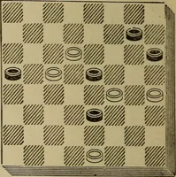 Picture 77 of 619 from Draughts : Gould's problems, critical positions and games by all the greatest players and composers of the world, the whole interspersed with notes on the positions / by Joseph Gould (1895), leaf 35