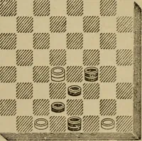 Picture 577 of 619 from Draughts : Gould's problems, critical positions and games by all the greatest players and composers of the world, the whole interspersed with notes on the positions / by Joseph Gould (1895), leaf 356