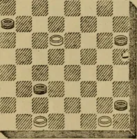 An illustration from Draughts : Gould's problems, critical positions and games by all the greatest players and composers of the world, the whole interspersed with notes on the positions / by Joseph Gould (1895)