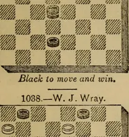 Picture 596 of 619 from Draughts : Gould's problems, critical positions and games by all the greatest players and composers of the world, the whole interspersed with notes on the positions / by Joseph Gould (1895), leaf 362