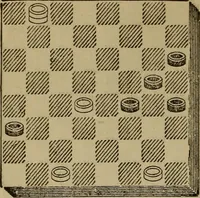 An illustration from Draughts : Gould's problems, critical positions and games by all the greatest players and composers of the world, the whole interspersed with notes on the positions / by Joseph Gould (1895)