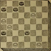 An illustration from Draughts : Gould's problems, critical positions and games by all the greatest players and composers of the world, the whole interspersed with notes on the positions / by Joseph Gould (1895)