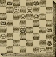 An illustration from Draughts : Gould's problems, critical positions and games by all the greatest players and composers of the world, the whole interspersed with notes on the positions / by Joseph Gould (1895)