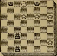 An illustration from Draughts : Gould's problems, critical positions and games by all the greatest players and composers of the world, the whole interspersed with notes on the positions / by Joseph Gould (1895)