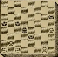 An illustration from Draughts : Gould's problems, critical positions and games by all the greatest players and composers of the world, the whole interspersed with notes on the positions / by Joseph Gould (1895)