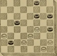An illustration from Draughts : Gould's problems, critical positions and games by all the greatest players and composers of the world, the whole interspersed with notes on the positions / by Joseph Gould (1895)