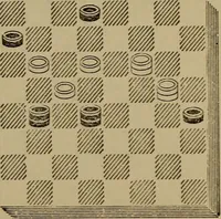 An illustration from Draughts : Gould's problems, critical positions and games by all the greatest players and composers of the world, the whole interspersed with notes on the positions / by Joseph Gould (1895)