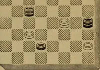 Picture 91 of 619 from Draughts : Gould's problems, critical positions and games by all the greatest players and composers of the world, the whole interspersed with notes on the positions / by Joseph Gould (1895), leaf 40