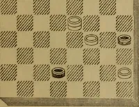 Picture 101 of 619 from Draughts : Gould's problems, critical positions and games by all the greatest players and composers of the world, the whole interspersed with notes on the positions / by Joseph Gould (1895), leaf 44