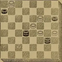An illustration from Draughts : Gould's problems, critical positions and games by all the greatest players and composers of the world, the whole interspersed with notes on the positions / by Joseph Gould (1895)
