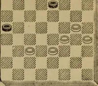 An illustration from Draughts : Gould's problems, critical positions and games by all the greatest players and composers of the world, the whole interspersed with notes on the positions / by Joseph Gould (1895)