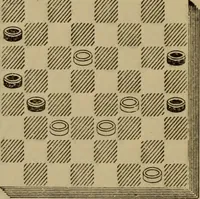 An illustration from Draughts : Gould's problems, critical positions and games by all the greatest players and composers of the world, the whole interspersed with notes on the positions / by Joseph Gould (1895)