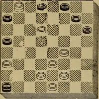 Picture 132 of 619 from Draughts : Gould's problems, critical positions and games by all the greatest players and composers of the world, the whole interspersed with notes on the positions / by Joseph Gould (1895), leaf 53