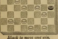 Picture 168 of 619 from Draughts : Gould's problems, critical positions and games by all the greatest players and composers of the world, the whole interspersed with notes on the positions / by Joseph Gould (1895), leaf 64