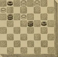 An illustration from Draughts : Gould's problems, critical positions and games by all the greatest players and composers of the world, the whole interspersed with notes on the positions / by Joseph Gould (1895)
