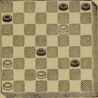 An illustration from Draughts : Gould's problems, critical positions and games by all the greatest players and composers of the world, the whole interspersed with notes on the positions / by Joseph Gould (1895)