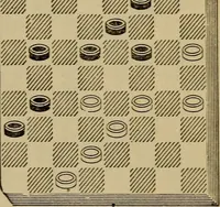 An illustration from Draughts : Gould's problems, critical positions and games by all the greatest players and composers of the world, the whole interspersed with notes on the positions / by Joseph Gould (1895)