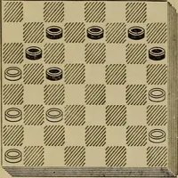 An illustration from Draughts : Gould's problems, critical positions and games by all the greatest players and composers of the world, the whole interspersed with notes on the positions / by Joseph Gould (1895)