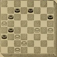 An illustration from Draughts : Gould's problems, critical positions and games by all the greatest players and composers of the world, the whole interspersed with notes on the positions / by Joseph Gould (1895)