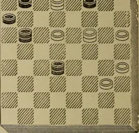 An illustration from Draughts : Gould's problems, critical positions and games by all the greatest players and composers of the world, the whole interspersed with notes on the positions / by Joseph Gould (1895)