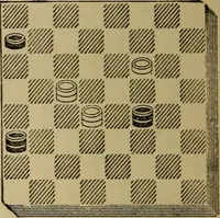 An illustration from Draughts : Gould's problems, critical positions and games by all the greatest players and composers of the world, the whole interspersed with notes on the positions / by Joseph Gould (1895)