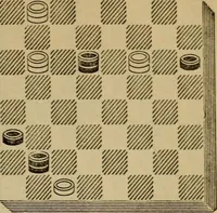 An illustration from Draughts : Gould's problems, critical positions and games by all the greatest players and composers of the world, the whole interspersed with notes on the positions / by Joseph Gould (1895)