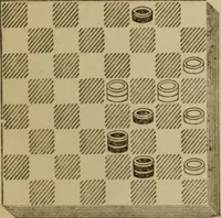 An illustration from Draughts : Gould's problems, critical positions and games by all the greatest players and composers of the world, the whole interspersed with notes on the positions / by Joseph Gould (1895)