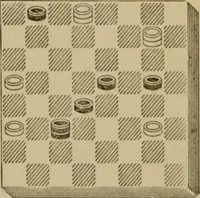 An illustration from Draughts : Gould's problems, critical positions and games by all the greatest players and composers of the world, the whole interspersed with notes on the positions / by Joseph Gould (1895)
