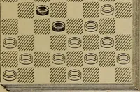 An illustration from Draughts : Gould's problems, critical positions and games by all the greatest players and composers of the world, the whole interspersed with notes on the positions / by Joseph Gould (1895)