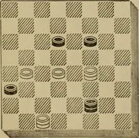 Picture 297 of 619 from Draughts : Gould's problems, critical positions and games by all the greatest players and composers of the world, the whole interspersed with notes on the positions / by Joseph Gould (1895), leaf 99