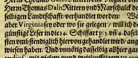 An illustration from Dreyzehende Schiffahrt darinnen ein Warhafftiger vnd Gründtlicher Bericht, von dem jtzigen Zustandt der Landtschafft Virginien; : auch wie nunmehr der Friede mit den Indianern beschlossen: vnd wie etliche Städte vnd Vestunge alda zum Schutz des Landtes von den Engelischen auffgebawet worden. Sampt einer Relation, wie König Powhatans in Virginien Tochter, Pocahuntas genant, Christlichen getaufft vn[d] mit einem Engelischen verheurahtet worden, sehr anmu[n]tig zu lesen, &c. (1617)
