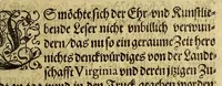 An illustration from Dreyzehente Schiffahrt darinnen ein Warhafftiger vnd Gründtlicher Bericht, von dem jtzigen Zustandt der Landtschafft Virginien; : auch wie nunmehr der Friede mit den Indianern beschlossen: vnd wie etliche Stätte vnd Vestunge alda zum Schutz des Landts von den Engelischen auffgebawet worden. Sampt einer Relation, wie König Powhatans in Virginien Tochter, Pocahuntas genant, Christlichen getaufft vnd mit einem Engelischen verheurahtet worden, sehr anmütig zu lesen, &c. (1617)