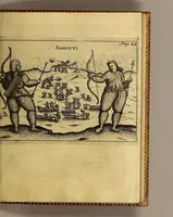 An illustration from Dritte Theil, Warhafftige Relation[.] Der dreyen newen vnerhörten, seltzamen Schifffahrt, so die holländische vnd seeländische Schiff gegen Mitternacht, drey Jahr nach einander, als Anno 1594. 1595. vnd 1596. verricht. : Wie sie Nordwegen, Lappiam, Biarmiam, vnd Russiam, oder Moscoviam (vorhabens ins Königreich Cathay vnd China zu kommen) vmbgesegelt haben. Auch wie sie das Fretum Nassoviae, Waygats, Novam Semblam, vnd das Landt vnter dem 8o. Gradu Latitud. so man vermeint das Gronland sey, gefunden: vnd was für gefahr, der erschrecklichen Bärn, Meerwunder, vnd dem Eyss, sie aussgestanden. (1612)