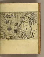 An illustration from Dritte Theil, Warhafftige Relation[.] Der dreyen newen vnerhörten, seltzame[n] Schiffart, so die holländischen vnd seeländischen Schiff gegen Mitternacht, drey Jar nach einander, als An[n]o 1594. 1595. vnd 1596. verricht. : Wie sie Nordvvegen, Lappiam, Biarmiam, vnd Russiam, oder Moscoviam (vorhabens ins Königreich Cathay vnd China zu kommen) vmgebsegelt haben. Auch wie sie das Fretu[m] Nassoviae, Waygats, Novam Semblam, vnd das Landt vnter dem 8o. Gradu Latitud, so man vermeint das Gronland sey, gefunden: vnd was für gefahr, der erschrecklichen Bärn, Meerwunder, vnd dem Eyss, sie aussgestanden. (1602)