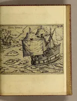 An illustration from Dritte Theil, Warhafftige Relation[.] Der dreyen newen vnerhörten, seltzame[n] Schiffart, so die holländischen vnd seeländischen Schiff gegen Mitternacht, drey Jar nach einander, als An[n]o 1594. 1595. vnd 1596. verricht. : Wie sie Nordvvegen, Lappiam, Biarmiam, vnd Russiam, oder Moscoviam (vorhabens ins Königreich Cathay vnd China zu kommen) vmgebsegelt haben. Auch wie sie das Fretu[m] Nassoviae, Waygats, Novam Semblam, vnd das Landt vnter dem 8o. Gradu Latitud, so man vermeint das Gronland sey, gefunden: vnd was für gefahr, der erschrecklichen Bärn, Meerwunder, vnd dem Eyss, sie aussgestanden. (1602)