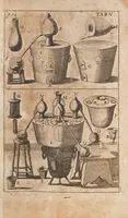 An illustration from D. Stephan Blancards Theatrum chimicum, oder, Eröffneter Schau-Platz und Thür zu dem Heimligkeiten in der Scheide-Kunst : von denen berühmtesten Män[n]ern, die iemals in der Scheide-Kunst sich selbst bemühet und davon geschrieben, als Schröder, Angelus Sala, Rolfinck, Le Febure, Crollius, Charras, Beguin und andern itzo noch lebenden auffgethan, nun aber von einen Liebhaber der Kunst also ins Gesichte gestellet : nebenst einer Vermehrung wie die geringen Metallen und gemeinen Steine zu verbessern sind (1694)