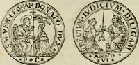 Picture 151 of 188 from Fasti ducales ab Anafesto I. ad Silvestrum Valerium Venetorum ducem : cum eorum iconibus, insignibus, nummismatibus publicis, & privatis aere sculptis : inscriptionibus ex aula M. Consilii, ac sepulchralibus : adiectae sunt adnotationes, ad vitam cuiusque principis, rerum, quae omissae fuerant (1696), leaf 259