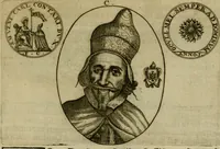 An illustration from Fasti ducales ab Anafesto I. ad Silvestrum Valerium Venetorum ducem : cum eorum iconibus, insignibus, nummismatibus publicis, & privatis aere sculptis : inscriptionibus ex aula M. Consilii, ac sepulchralibus : adiectae sunt adnotationes, ad vitam cuiusque principis, rerum, quae omissae fuerant (1696)