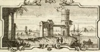 An illustration from Due ragionamenti del dottore Lodovico Coltellini agli accademici etruschi di Cortona sopra quattro superbi bronzi antichi e due in specie, un creduto candelabro cioè, ed una statuetta puerile, con inscrizioni etrusche molto particolari, trovati di fresco nei contorni di detta città edizione arricchita di tavole in rame .. (1750)