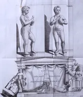 An illustration from Due ragionamenti del dottore Lodovico Coltellini agli accademici etruschi di Cortona sopra quattro superbi bronzi antichi e due in specie, un creduto candelabro cioè, ed una statuetta puerile, con inscrizioni etrusche molto particolari, trovati di fresco nei contorni di detta città edizione arricchita di tavole in rame .. (1750)