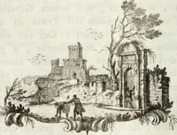An illustration from Due ragionamenti del dottore Lodovico Coltellini agli accademici etruschi di Cortona sopra quattro superbi bronzi antichi e due in specie, un creduto candelabro cioè, ed una statuetta puerile, con inscrizioni etrusche molto particolari, trovati di fresco nei contorni di detta città edizione arricchita di tavole in rame .. (1750)