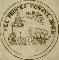An illustration from Duplex dissertatio de duobus nummis Diocletiani et Licinii : ex cimelijs sereniss. ac reuerendiss. principis Leopoldi Cardinalis Medicei : cum auctario chronologico de votis decennalibus imperatorum ac caesarum (1675)