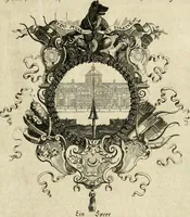 An illustration from Tapisseries du roy, ou sont representez les quatre elemens et les quatre saisons : avec les devises qvi les accompagnent & leur explication = Königliche französische Tapezereyen, oder überauss schöne Sinn-Bilder, in welchen die vier Element, samt den vier Jahr-Zeiten, neben den Dencksprüchen und ihren Ausslegungen, vorgestellet werden (1690)