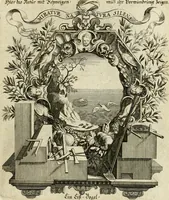 An illustration from Tapisseries du roy, ou sont representez les quatre elemens et les quatre saisons : avec les devises qvi les accompagnent & leur explication = Königliche französische Tapezereyen, oder überauss schöne Sinn-Bilder, in welchen die vier Element, samt den vier Jahr-Zeiten, neben den Dencksprüchen und ihren Ausslegungen, vorgestellet werden (1690)
