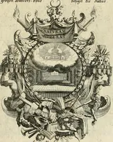An illustration from Tapisseries du roy, ou sont representez les quatre elemens et les quatre saisons : avec les devises qvi les accompagnent & leur explication = Königliche französische Tapezereyen, oder überauss schöne Sinn-Bilder, in welchen die vier Element, samt den vier Jahr-Zeiten, neben den Dencksprüchen und ihren Ausslegungen, vorgestellet werden (1690)