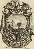 An illustration from Tapisseries du roy, ou sont representez les quatre elemens et les quatre saisons : avec les devises qvi les accompagnent & leur explication = Königliche französische Tapezereyen, oder überauss schöne Sinn-Bilder, in welchen die vier Element, samt den vier Jahr-Zeiten, neben den Dencksprüchen und ihren Ausslegungen, vorgestellet werden (1690)