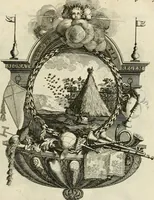 An illustration from Tapisseries du roy, ou sont representez les quatre elemens et les quatre saisons : avec les devises qvi les accompagnent & leur explication = Königliche französische Tapezereyen, oder überauss schöne Sinn-Bilder, in welchen die vier Element, samt den vier Jahr-Zeiten, neben den Dencksprüchen und ihren Ausslegungen, vorgestellet werden (1690)